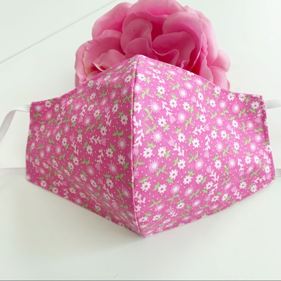 3/$25 Triple Layer Handmade Face Mask floral - Picture 2 of 7